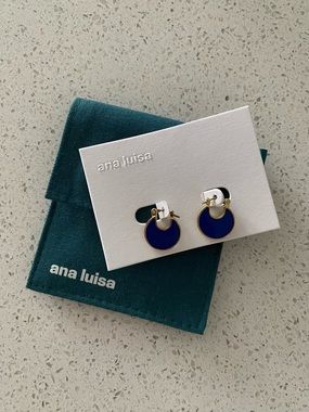 ana luisa | Mini Hana Enamel Earrings [Deep Blue]